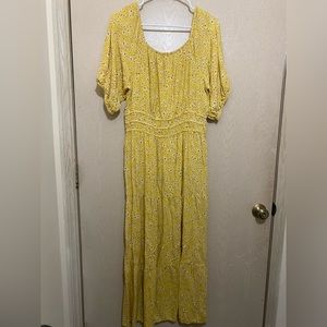 Yellow Floral Maxi Dress - Violet Skies - Size XL